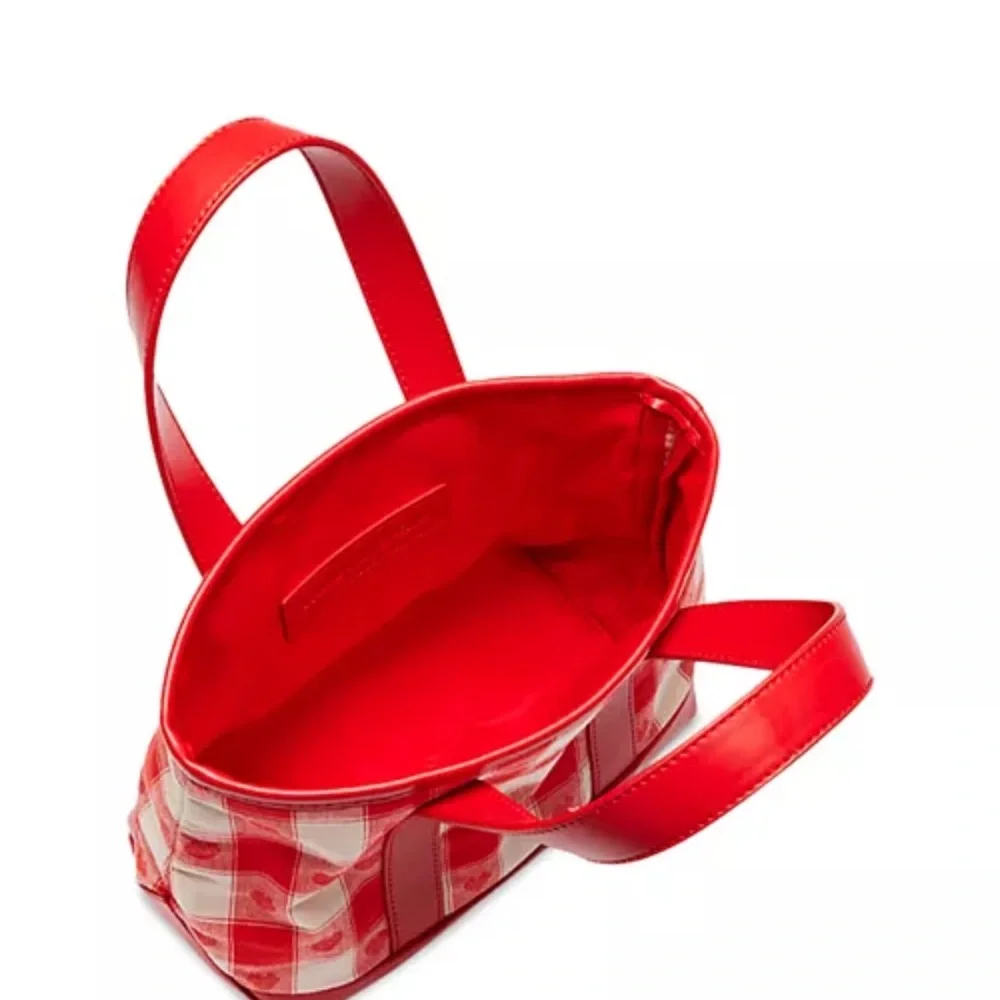 Stoney Clover Lane Red Gingham‎ Mini Tote Bag Heart Jacquard